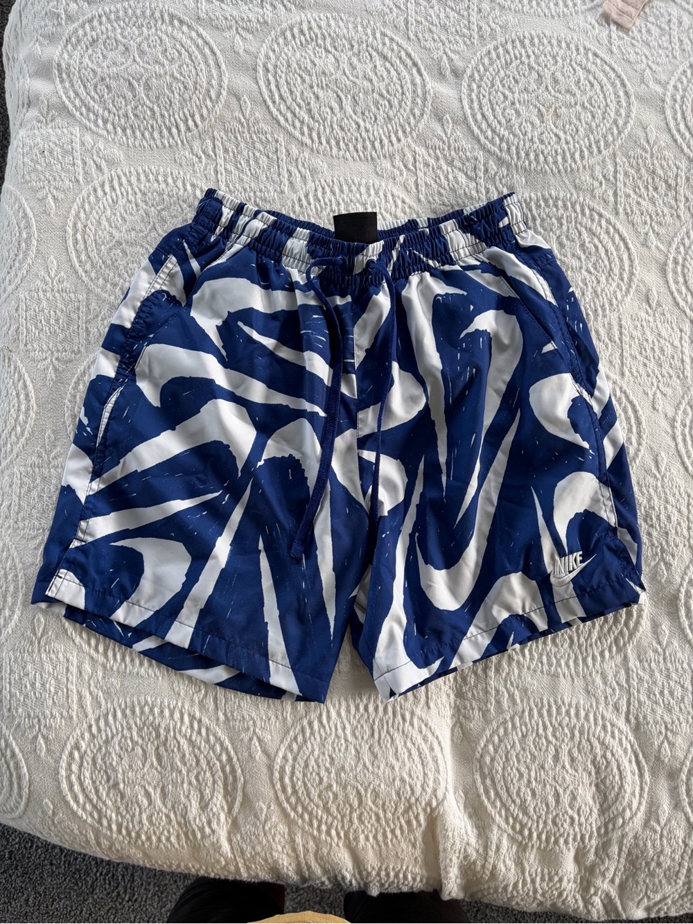 Nike Men’s Blue & White Abstract Swim Trunks